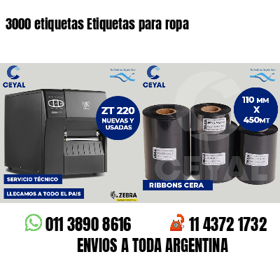 3000 etiquetas Etiquetas para ropa