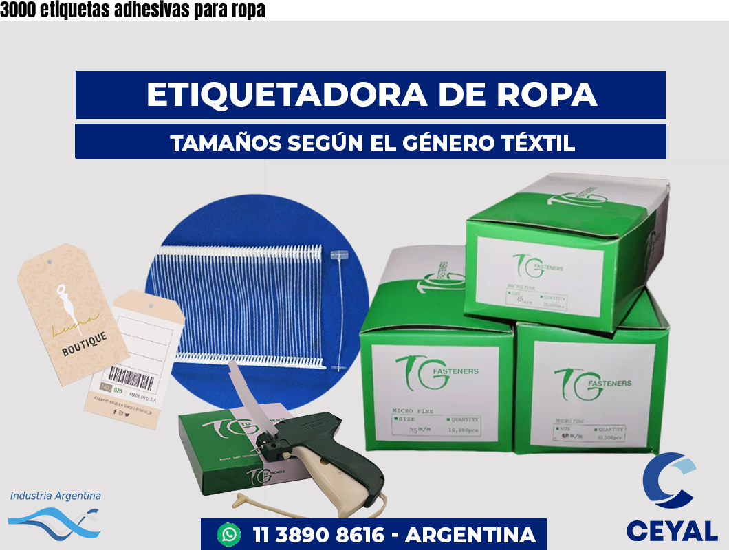 3000 etiquetas adhesivas para ropa