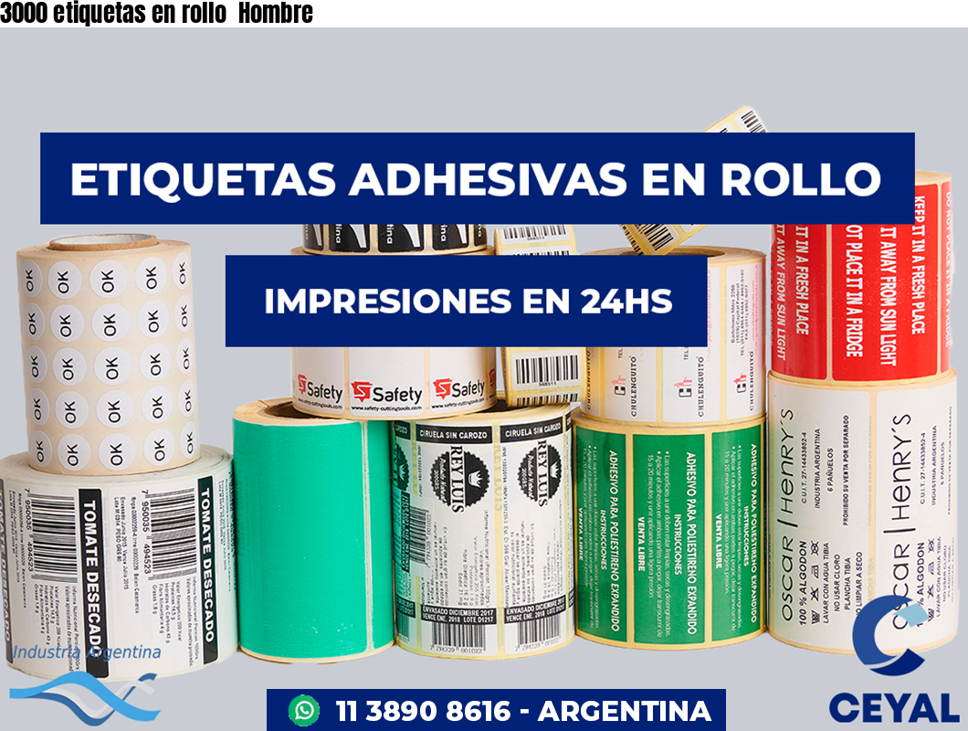 3000 etiquetas en rollo  Hombre