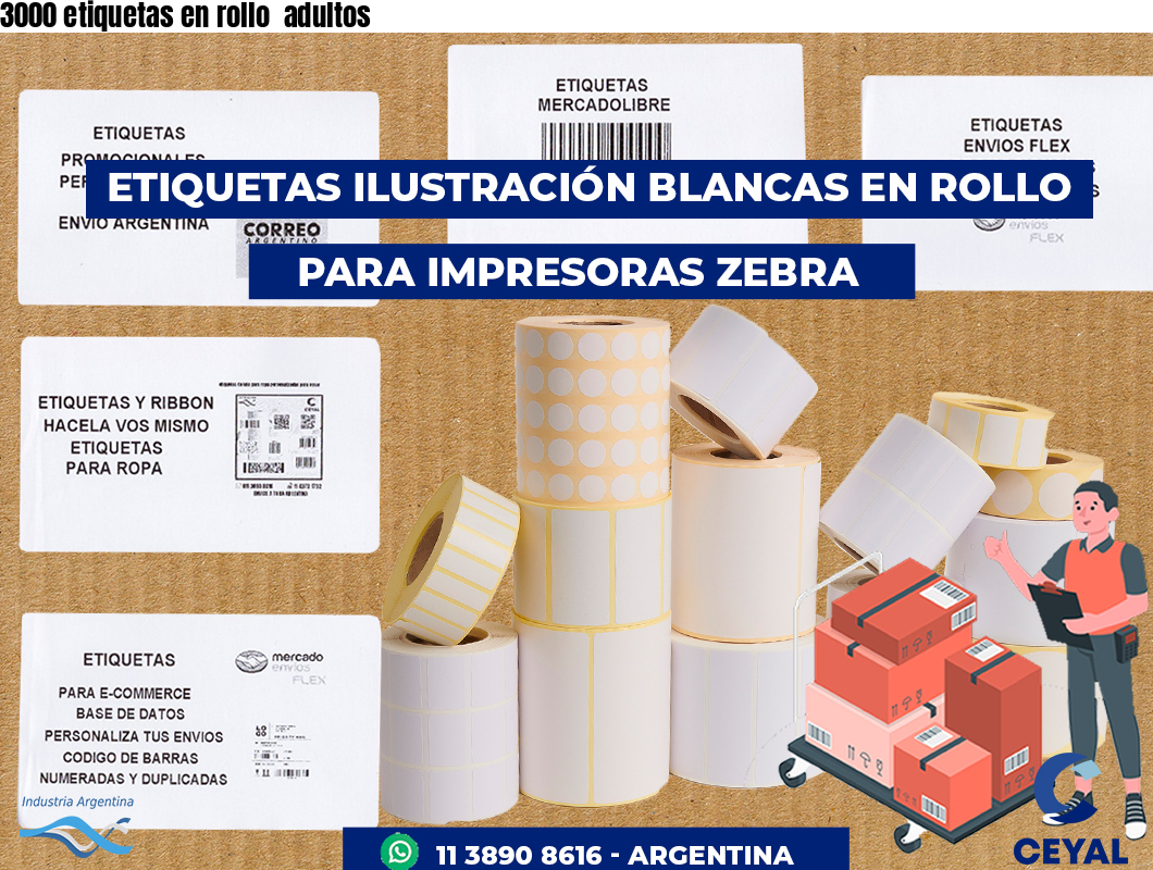 3000 etiquetas en rollo  adultos