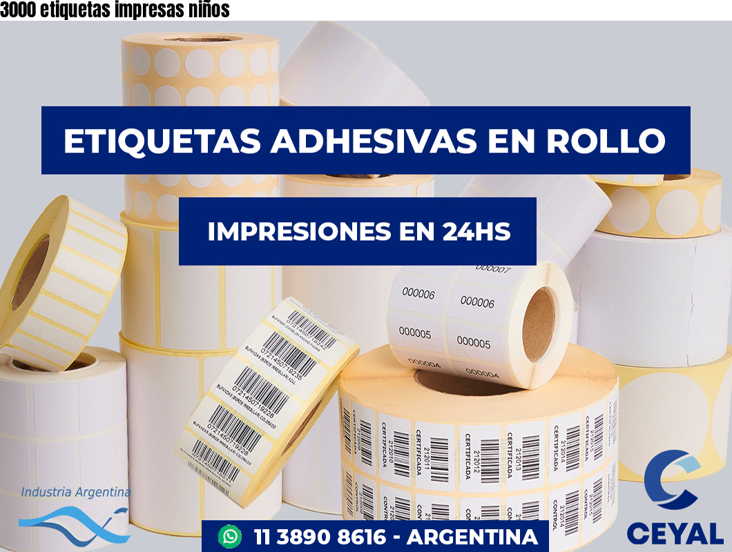 3000 etiquetas impresas niños