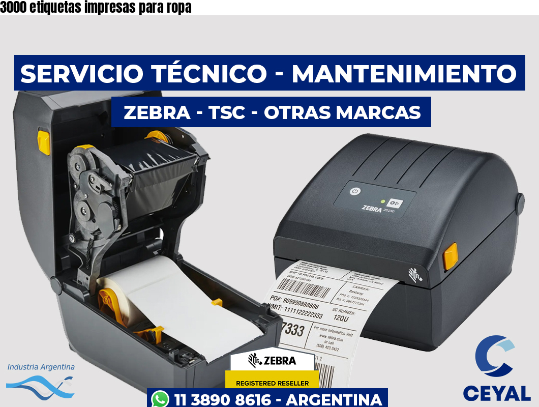 3000 etiquetas impresas para ropa
