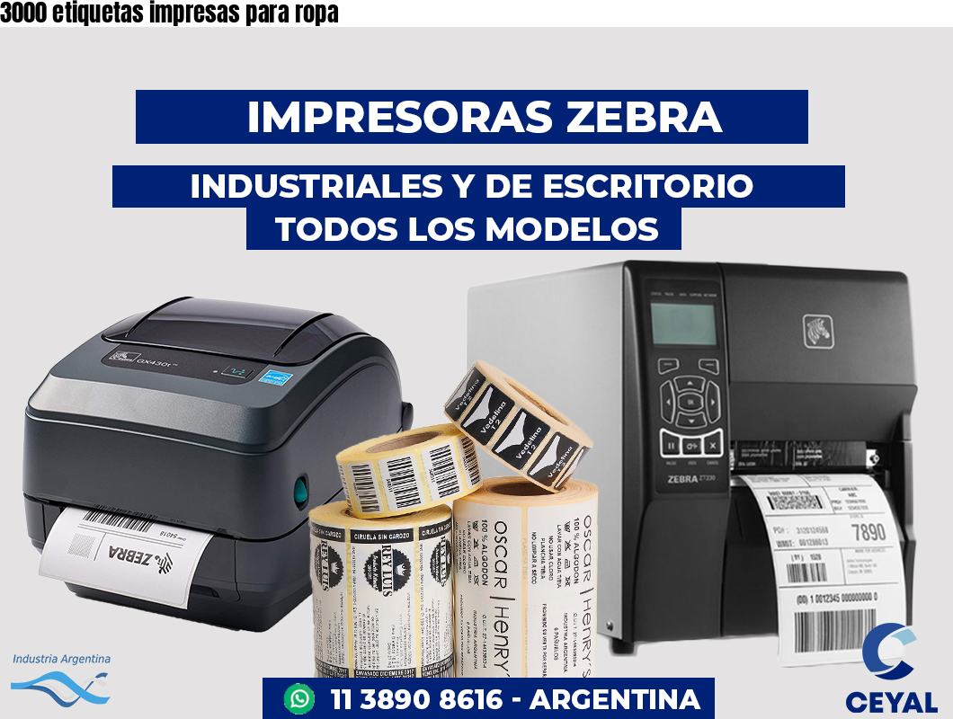 3000 etiquetas impresas para ropa