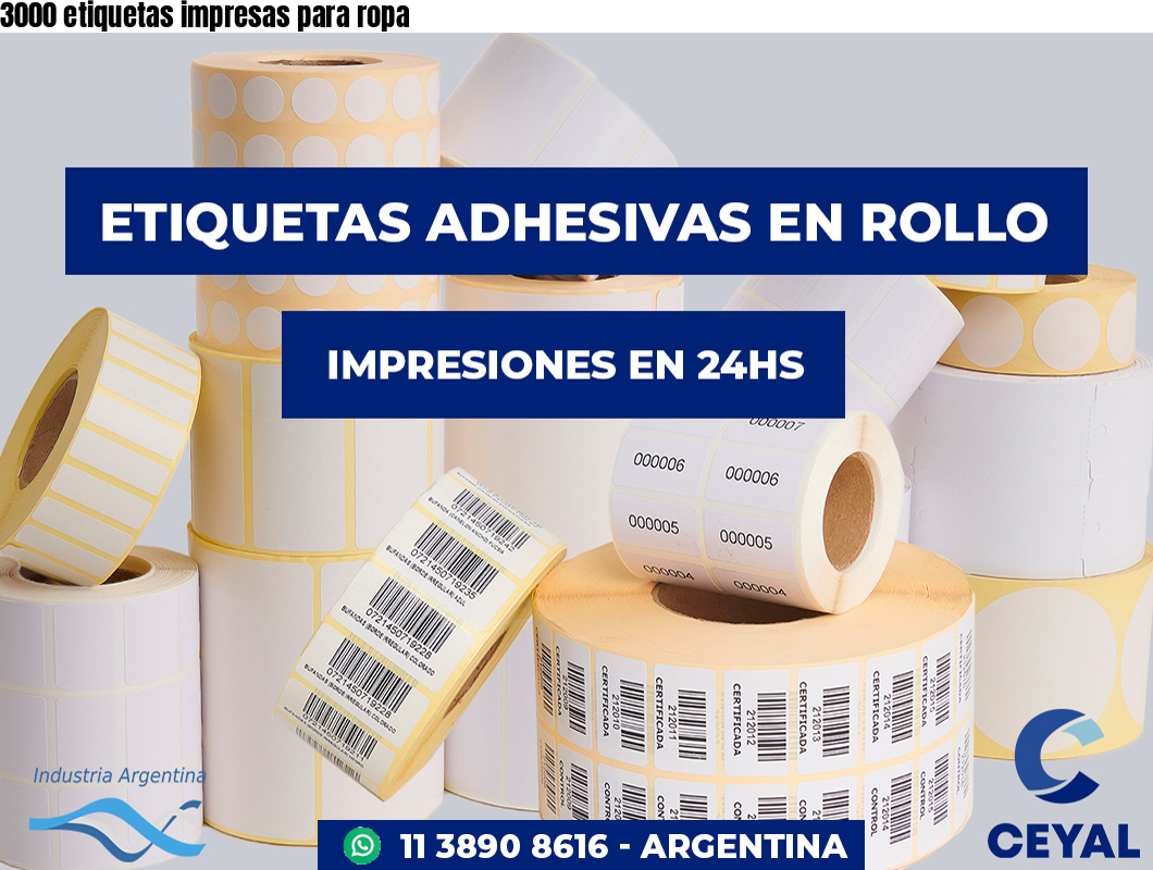 3000 etiquetas impresas para ropa