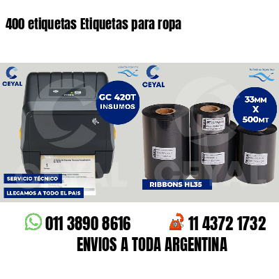 400 etiquetas Etiquetas para ropa