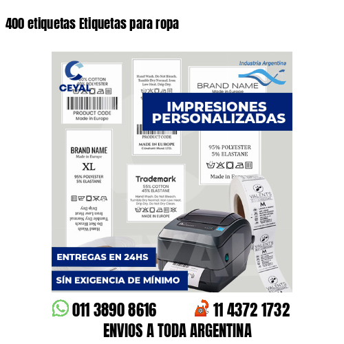 400 etiquetas Etiquetas para ropa