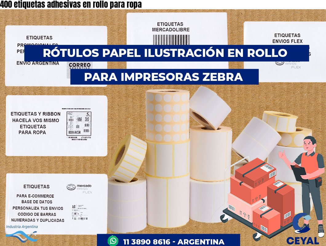 400 etiquetas adhesivas en rollo para ropa