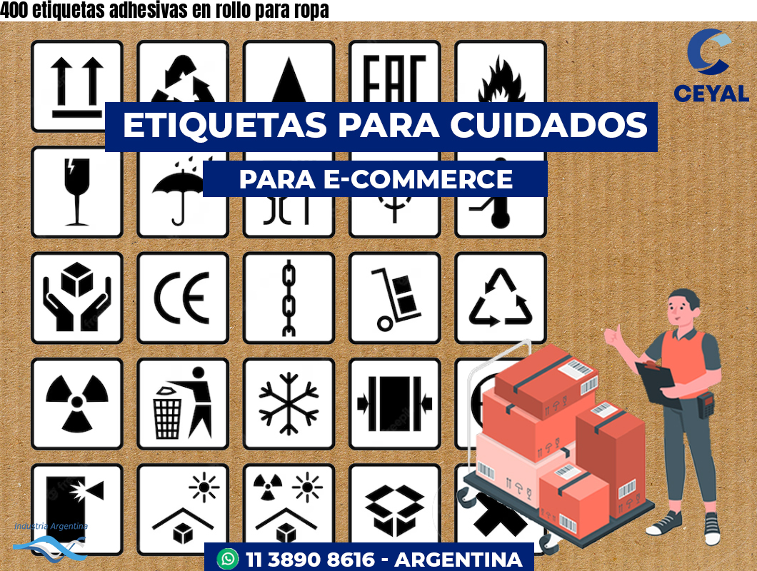 400 etiquetas adhesivas en rollo para ropa