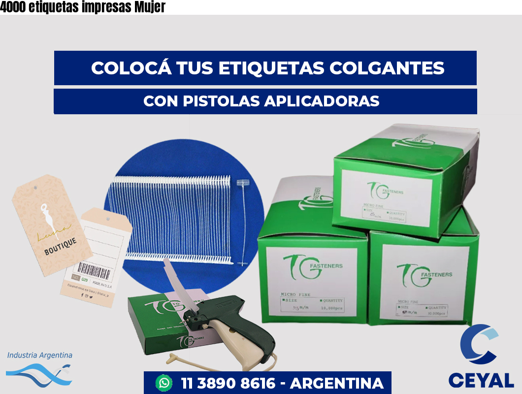4000 etiquetas impresas Mujer