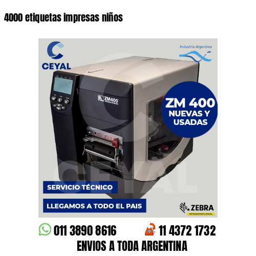 4000 etiquetas impresas niños