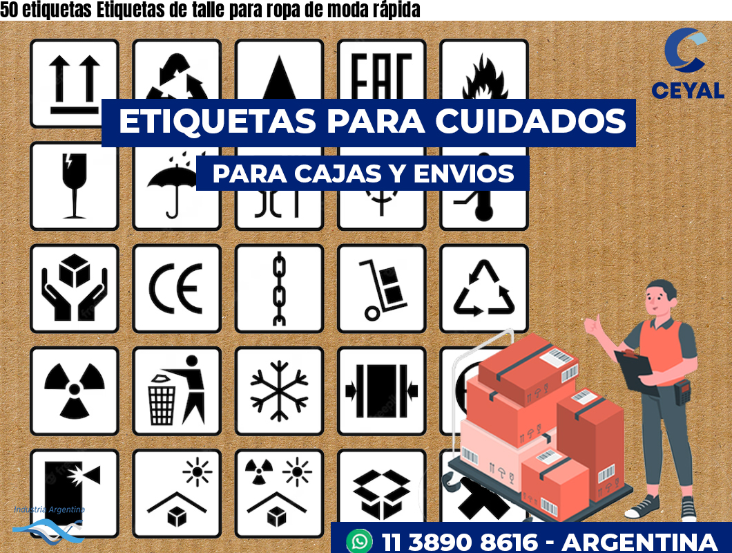 50 etiquetas Etiquetas de talle para ropa de moda rápida