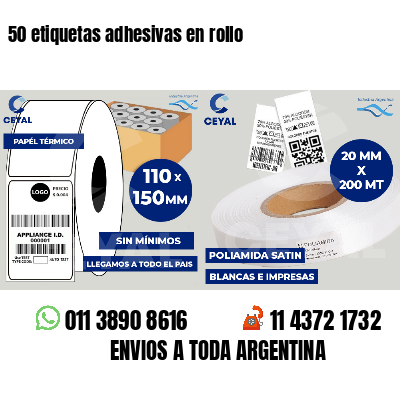 50 etiquetas adhesivas en rollo