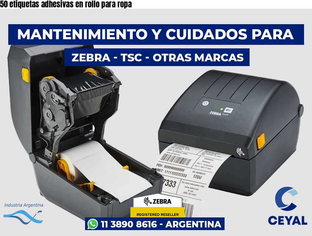 50 etiquetas adhesivas en rollo para ropa