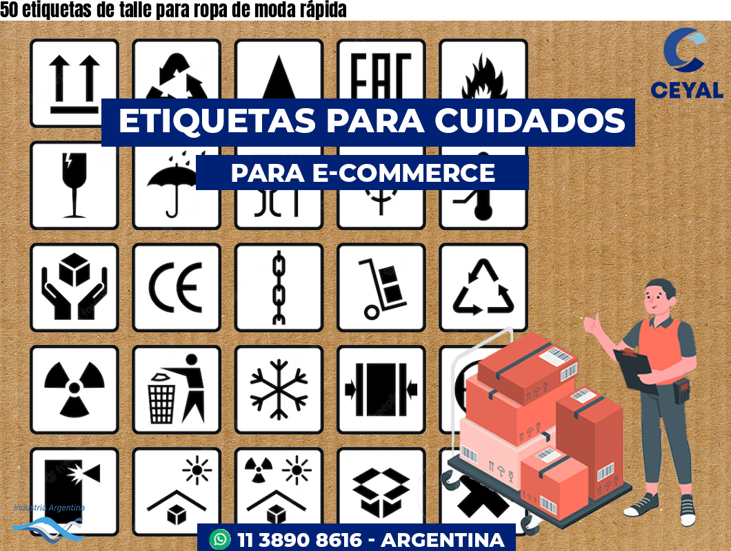 50 etiquetas de talle para ropa de moda rápida