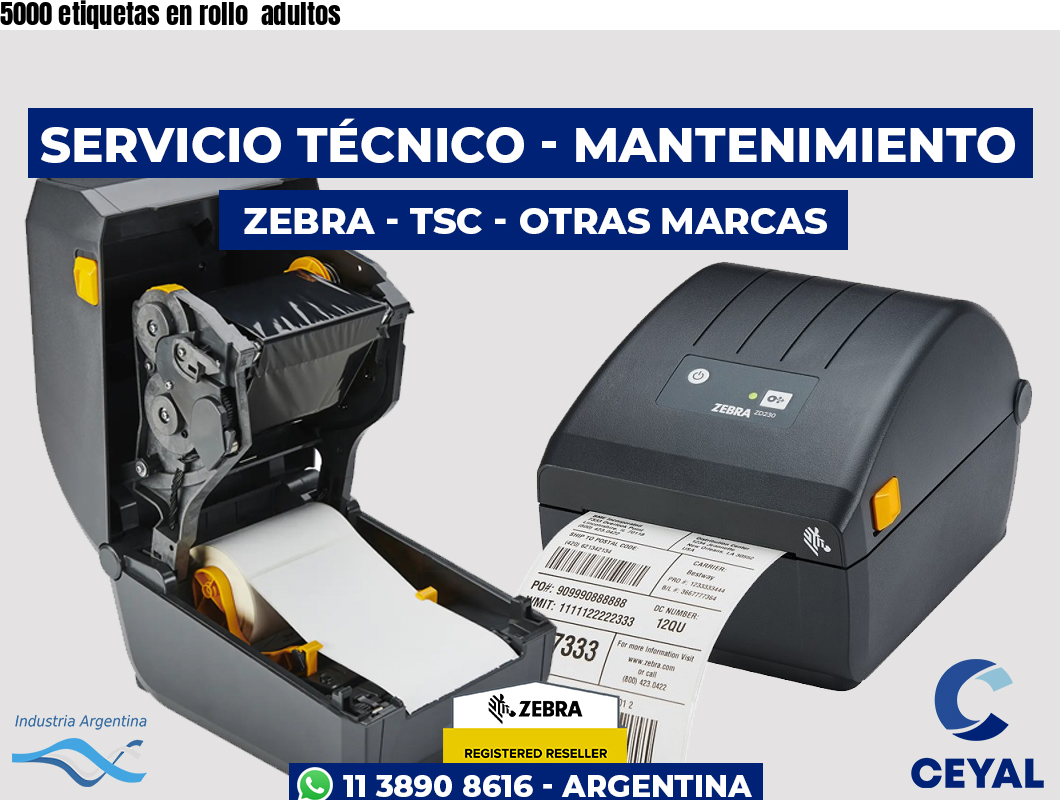 5000 etiquetas en rollo  adultos
