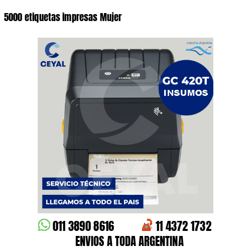 5000 etiquetas impresas Mujer