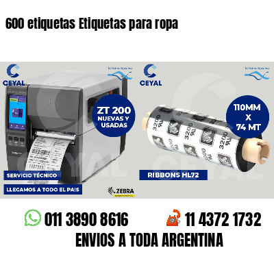 600 etiquetas Etiquetas para ropa