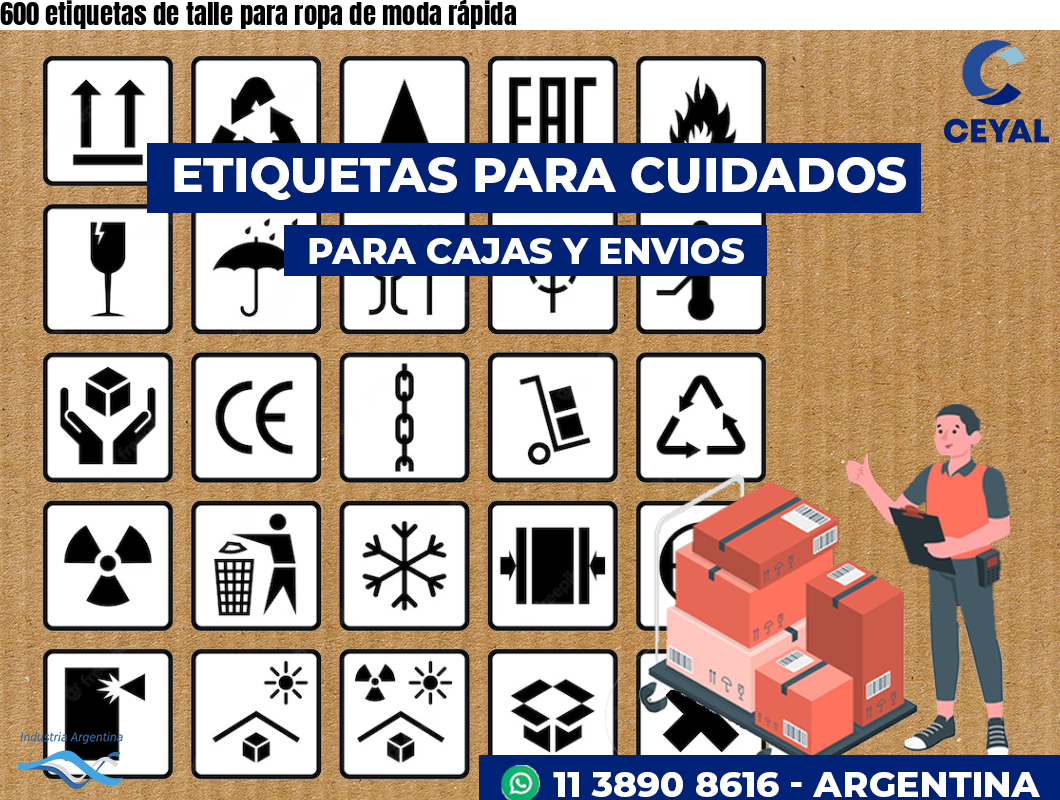 600 etiquetas de talle para ropa de moda rápida