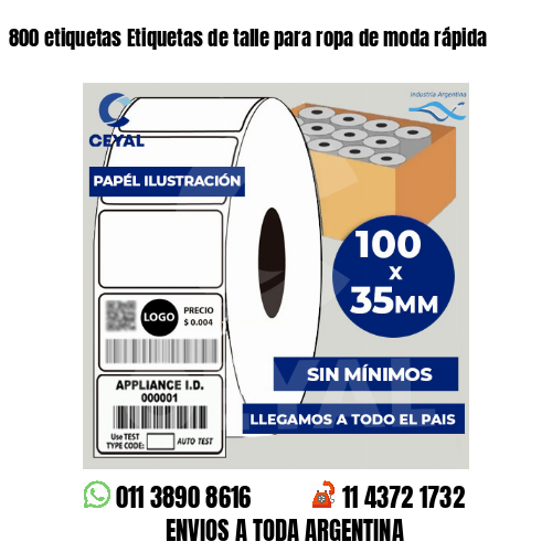 800 etiquetas Etiquetas de talle para ropa de moda rápida