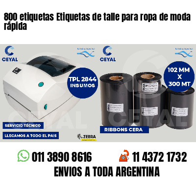800 etiquetas Etiquetas de talle para ropa de moda rápida