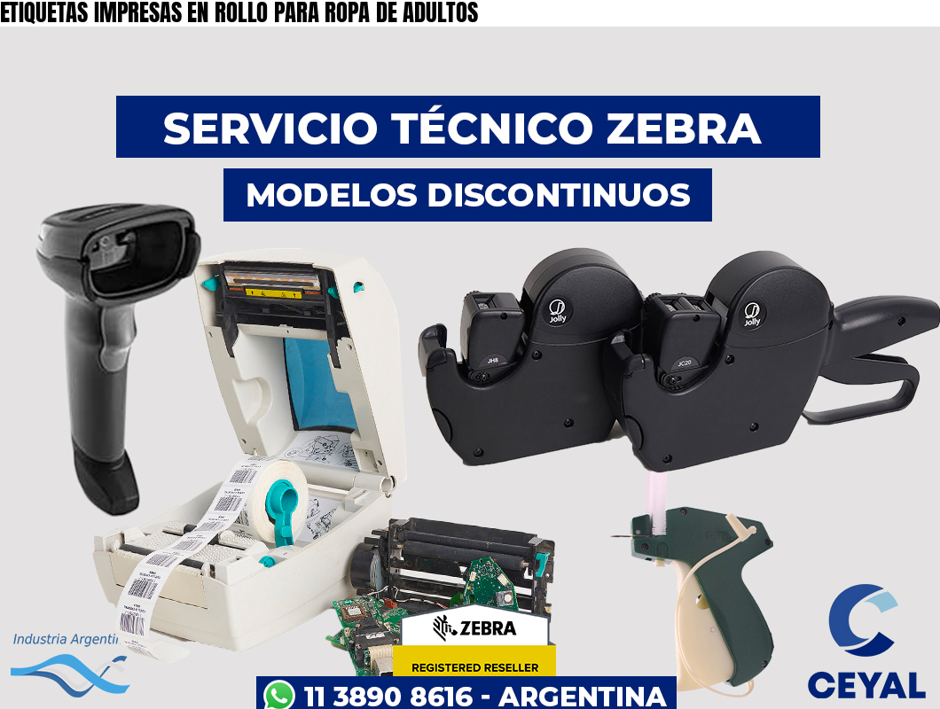 ETIQUETAS IMPRESAS EN ROLLO PARA ROPA DE ADULTOS