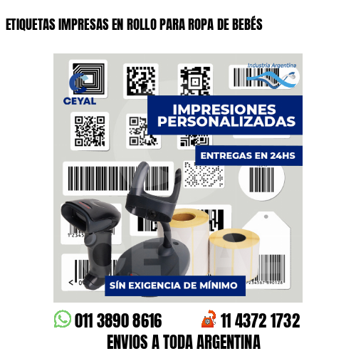 ETIQUETAS IMPRESAS EN ROLLO PARA ROPA DE BEBÉS
