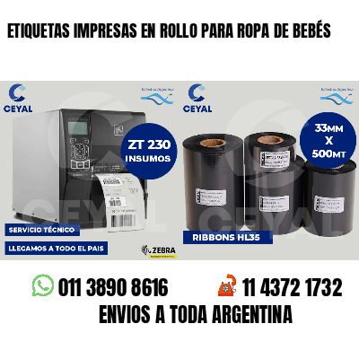 ETIQUETAS IMPRESAS EN ROLLO PARA ROPA DE BEBÉS