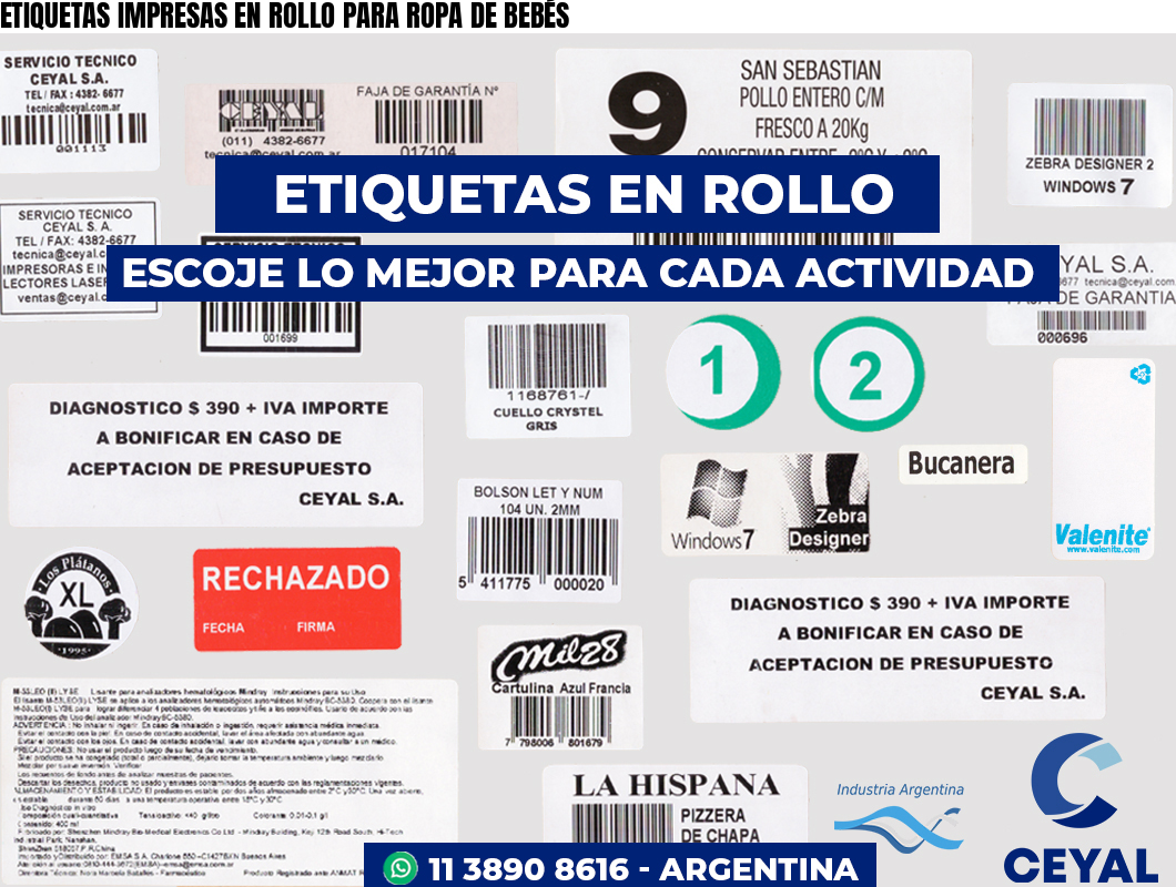 ETIQUETAS IMPRESAS EN ROLLO PARA ROPA DE BEBÉS