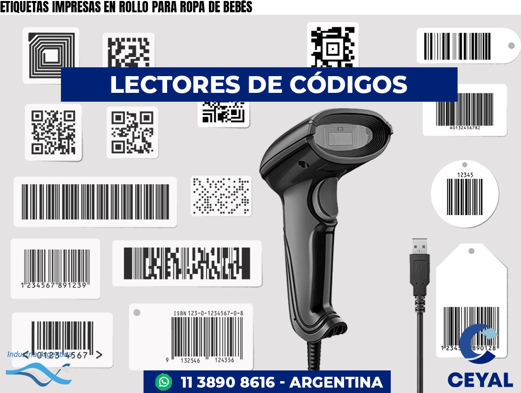 ETIQUETAS IMPRESAS EN ROLLO PARA ROPA DE BEBÉS