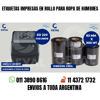 ETIQUETAS IMPRESAS EN ROLLO PARA ROPA DE HOMBRES