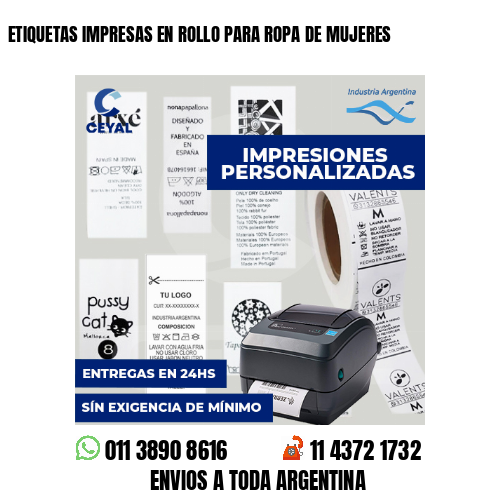 ETIQUETAS IMPRESAS EN ROLLO PARA ROPA DE MUJERES