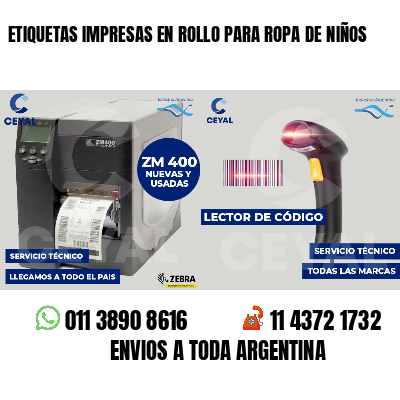 ETIQUETAS IMPRESAS EN ROLLO PARA ROPA DE NIÑOS