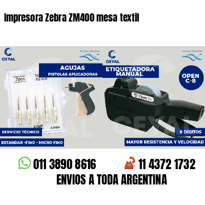 Impresora Zebra ZM400 mesa textil