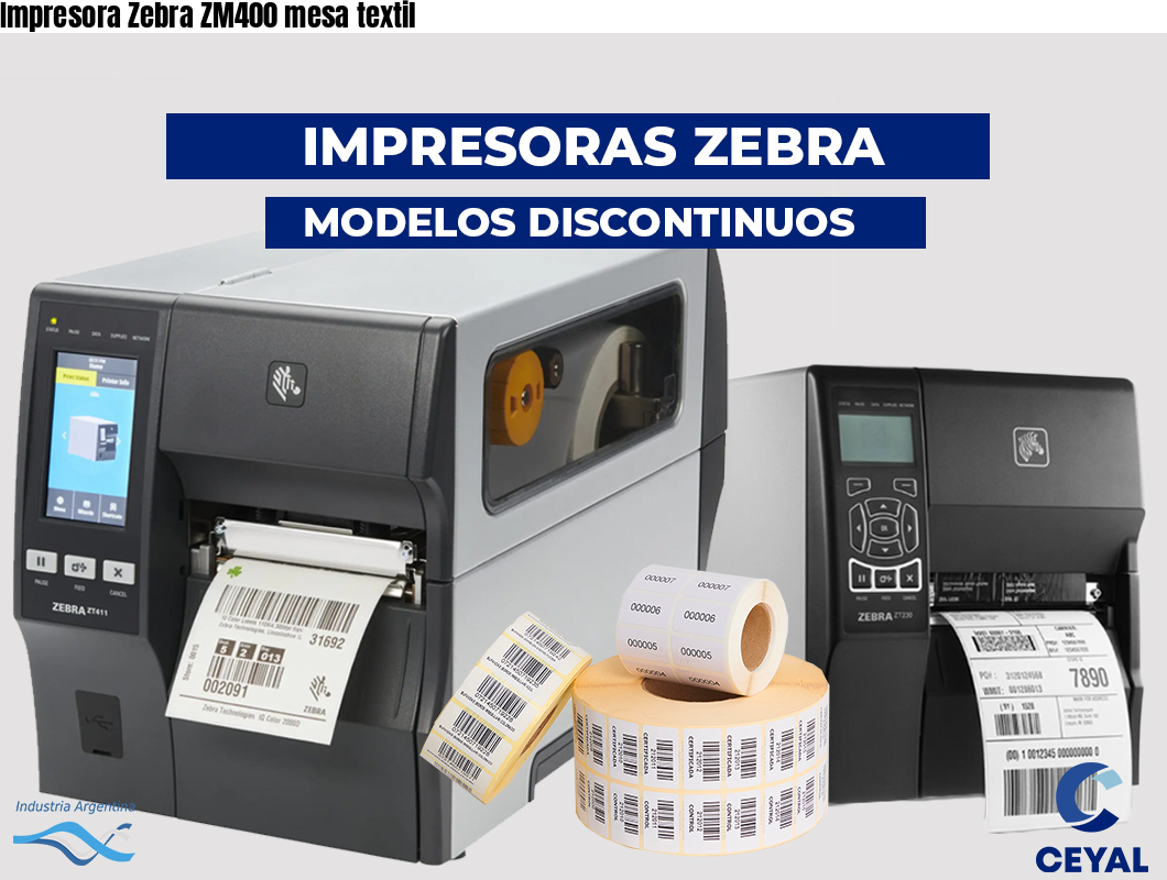 Impresora Zebra ZM400 mesa textil