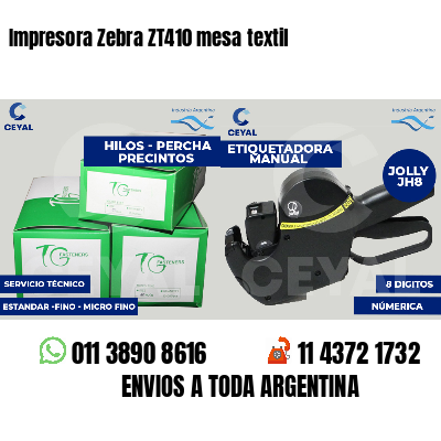 Impresora Zebra ZT410 mesa textil