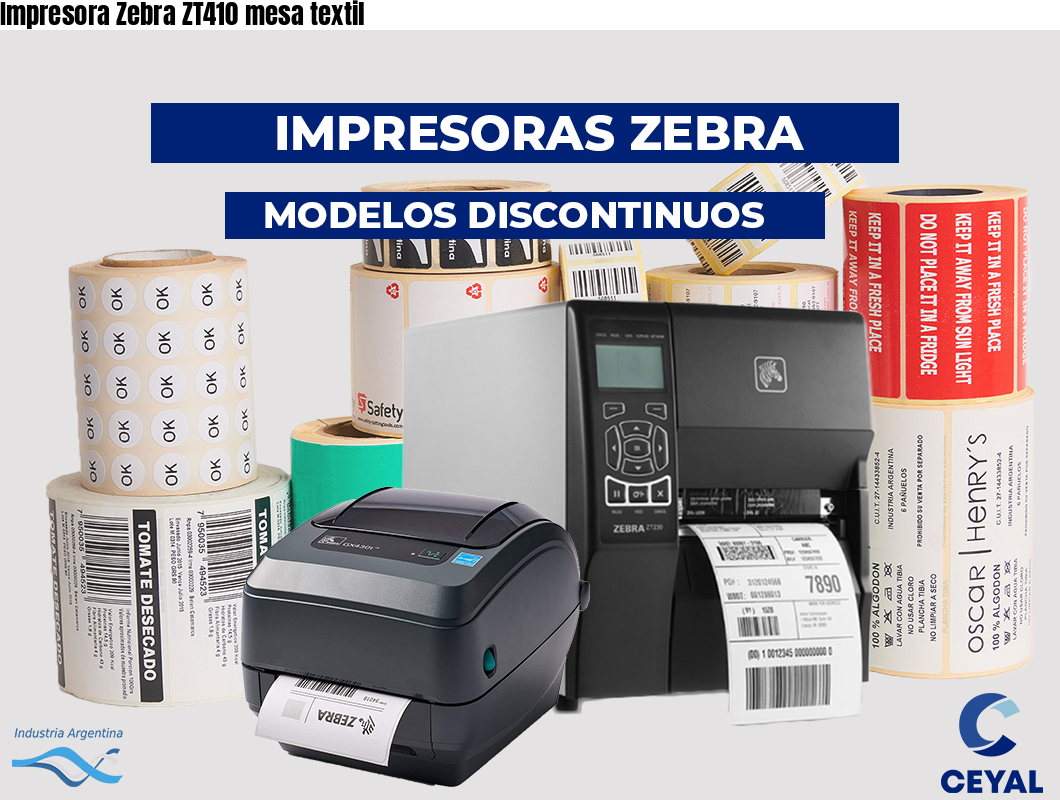 Impresora Zebra ZT410 mesa textil