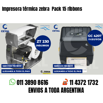 Impresora térmica zebra  Pack 15 ribbons