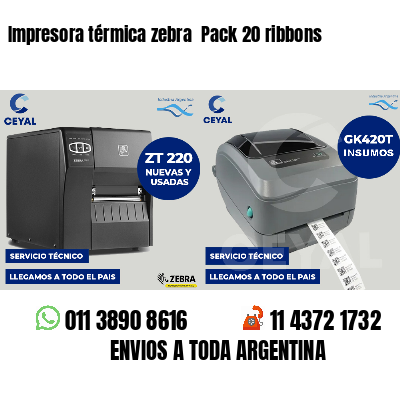 Impresora térmica zebra  Pack 20 ribbons