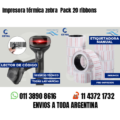 Impresora térmica zebra  Pack 20 ribbons