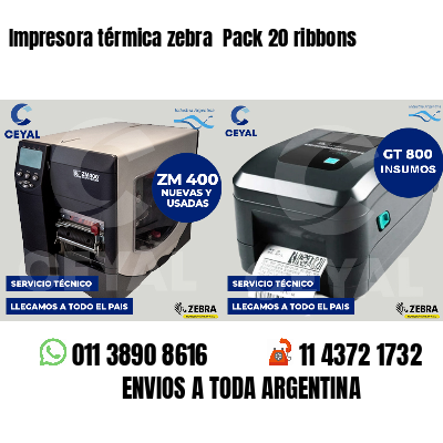 Impresora térmica zebra  Pack 20 ribbons