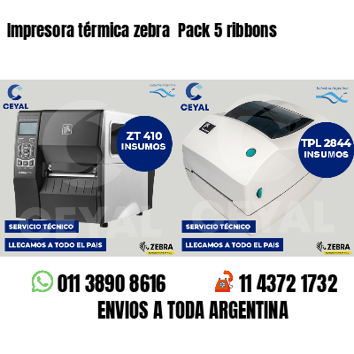Impresora térmica zebra  Pack 5 ribbons