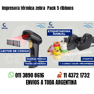 Impresora térmica zebra  Pack 5 ribbons