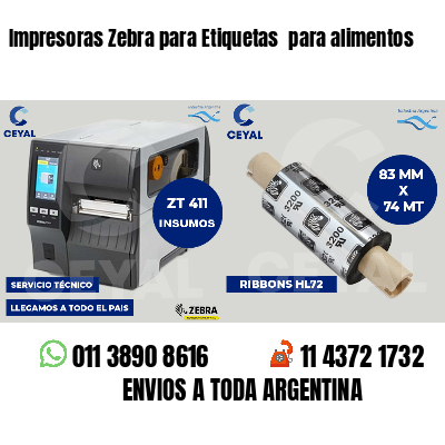Impresoras Zebra para Etiquetas  para alimentos