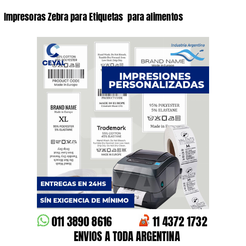 Impresoras Zebra para Etiquetas  para alimentos