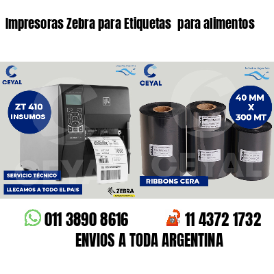 Impresoras Zebra para Etiquetas  para alimentos