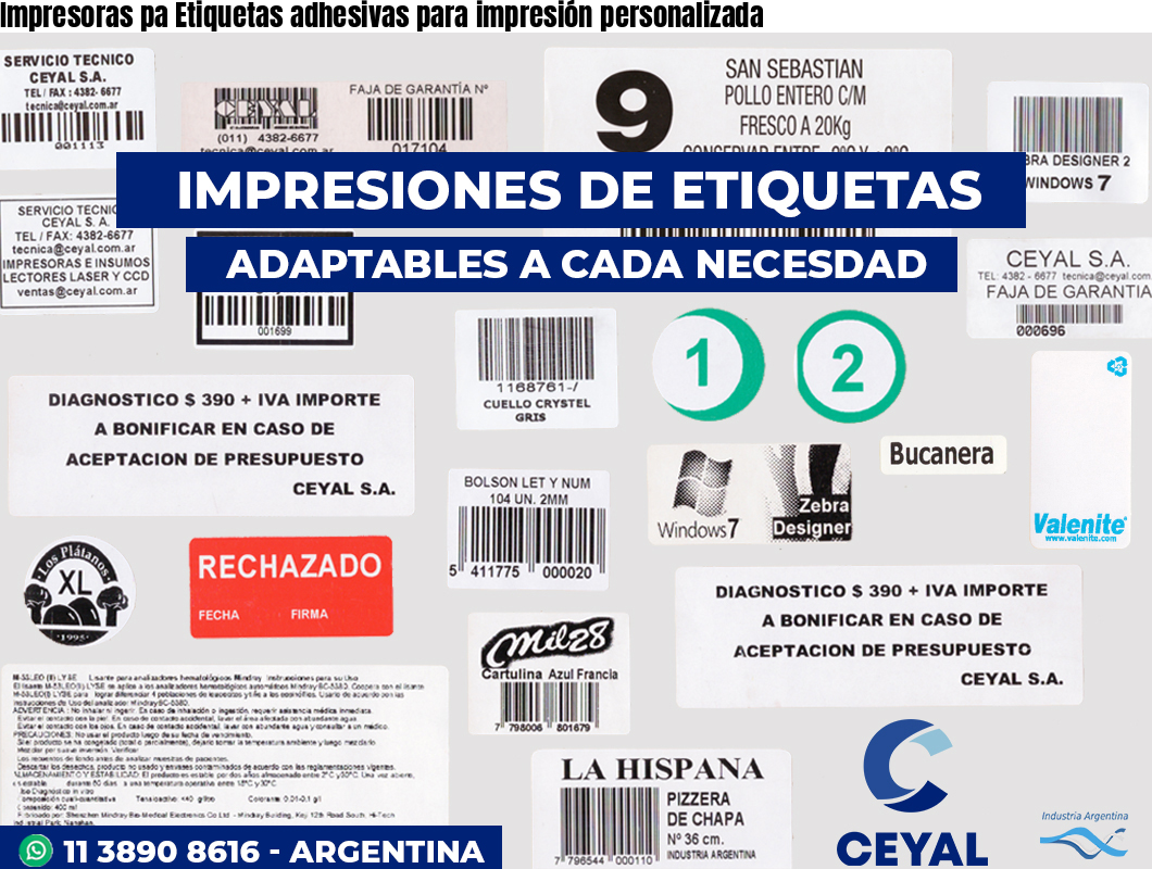 Impresoras pa Etiquetas adhesivas para impresión personalizada