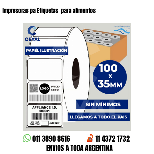 Impresoras pa Etiquetas  para alimentos