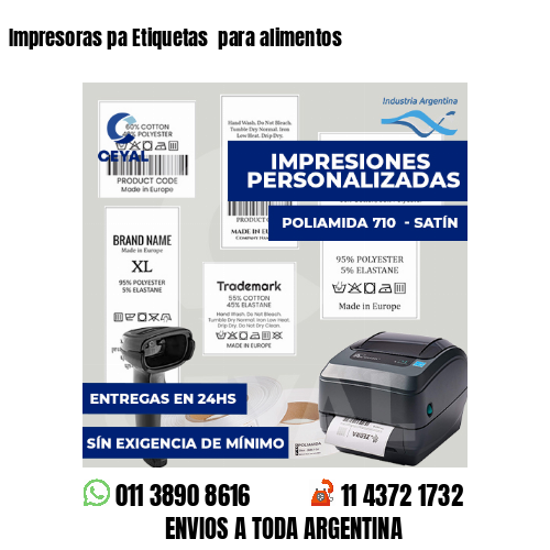 Impresoras pa Etiquetas para alimentos