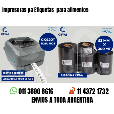 Impresoras pa Etiquetas para alimentos