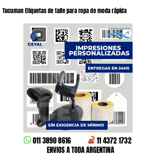 Tucuman Etiquetas de talle para ropa de moda rápida